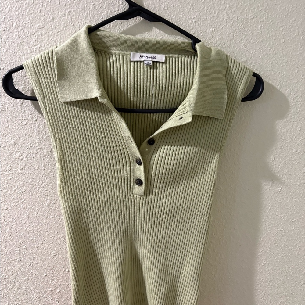 Madewell Light Green Ribbed Knit Top